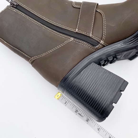 Vintage Y2K American Eagle Flex Brown Leather Chunky Platform Boots Size 10 - Picture 13 of 15